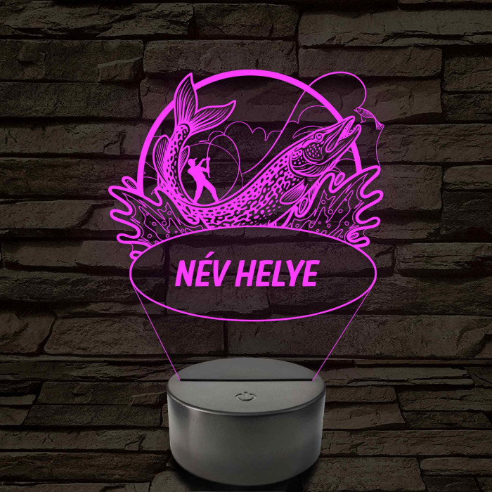 Csuka és horgász – Névvel kérhető 7 színű 3D led lámpa