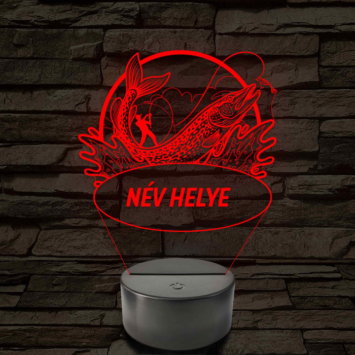 Csuka és horgász – Névvel kérhető 7 színű 3D led lámpa