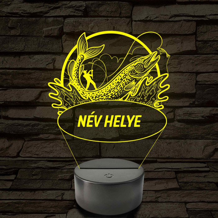 Csuka és horgász – Névvel kérhető 7 színű 3D led lámpa