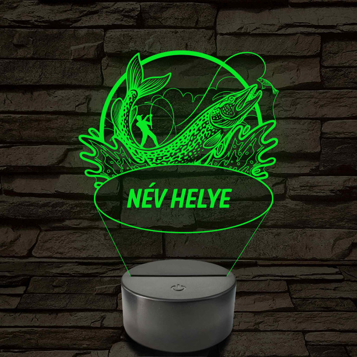 Csuka és horgász – Névvel kérhető 7 színű 3D led lámpa
