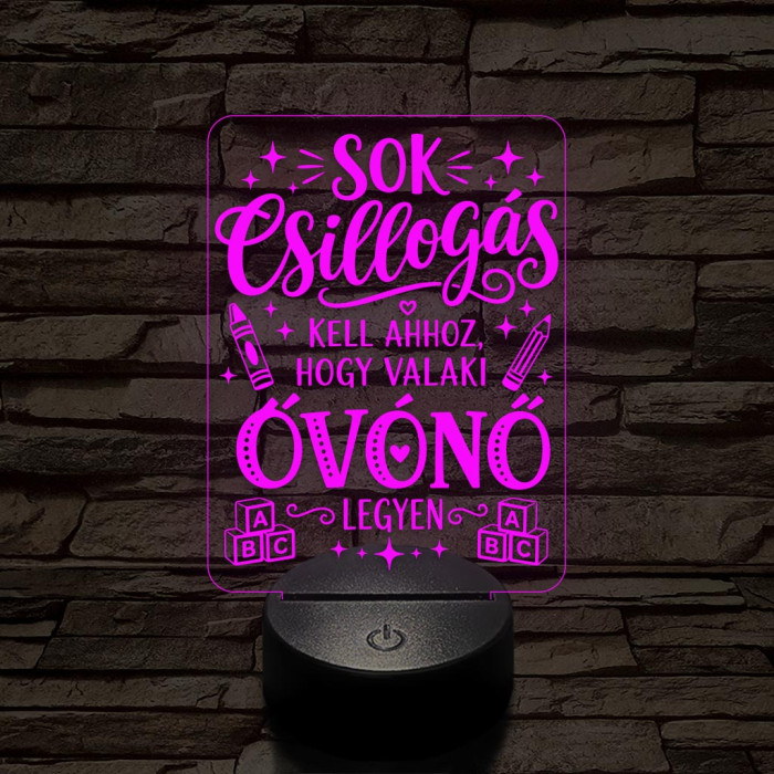 Óvónő szakma lámpa – 7 színű, színváltós 3D LED lámpa