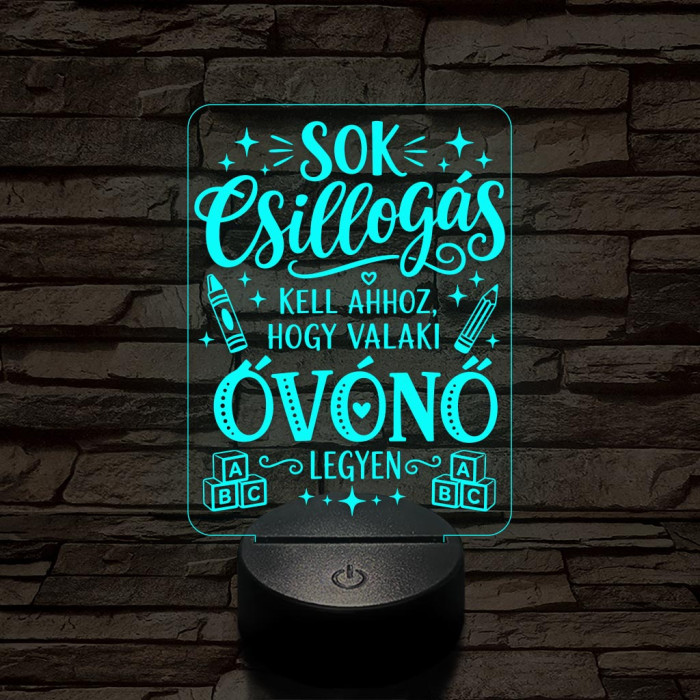 Óvónő szakma lámpa – 7 színű, színváltós 3D LED lámpa