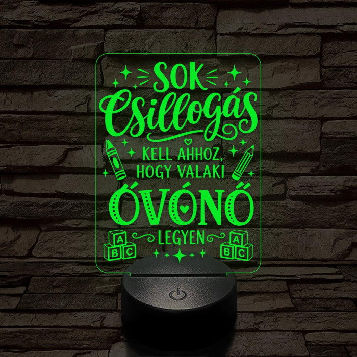 Óvónő szakma lámpa – 7 színű, színváltós 3D LED lámpa