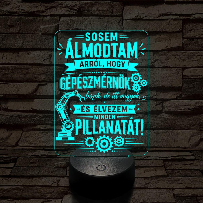 Gépészmérnök szakma lámpa – 7 színű, színváltós 3D LED lámpa