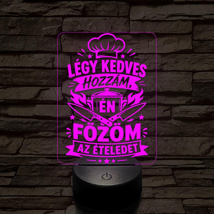 Szakács szakma lámpa – 7 színű, színváltós 3D LED lámpa