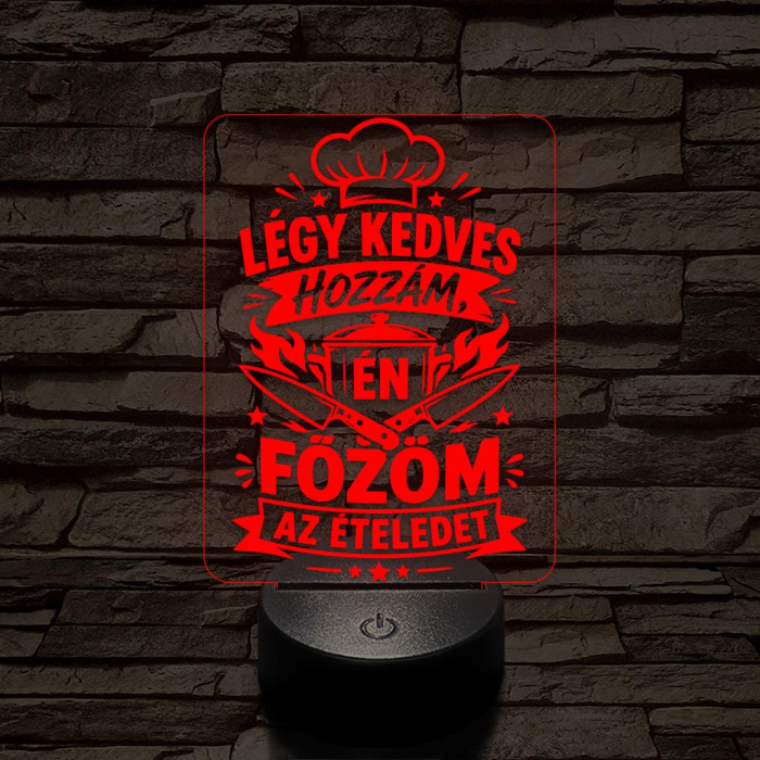 Szakács szakma lámpa – 7 színű, színváltós 3D LED lámpa