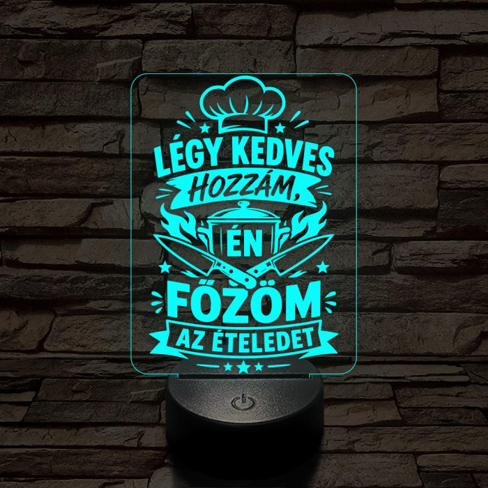 Szakács szakma lámpa – 7 színű, színváltós 3D LED lámpa