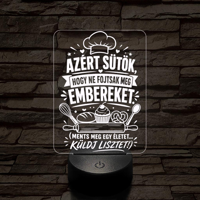 Cukrász szakma lámpa – 7 színű, színváltós 3D LED lámpa