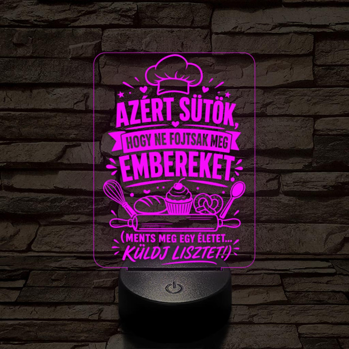 Cukrász szakma lámpa – 7 színű, színváltós 3D LED lámpa