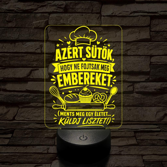 Cukrász szakma lámpa – 7 színű, színváltós 3D LED lámpa