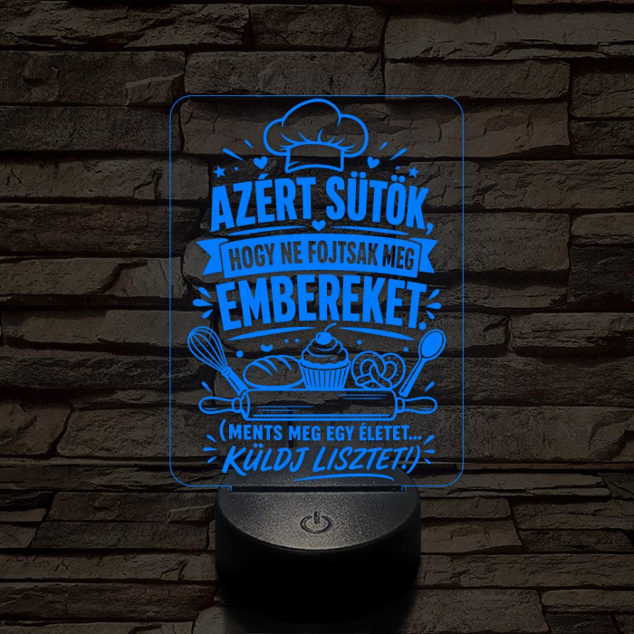 Cukrász szakma lámpa – 7 színű, színváltós 3D LED lámpa