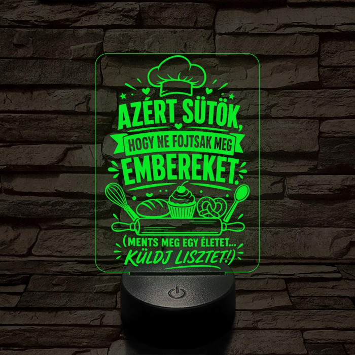Cukrász szakma lámpa – 7 színű, színváltós 3D LED lámpa