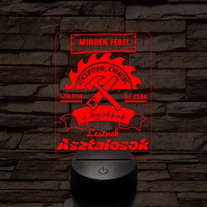 Asztalos szakma lámpa – 7 színű, színváltós 3D LED lámpa