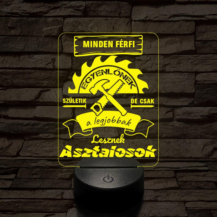 Asztalos szakma lámpa – 7 színű, színváltós 3D LED lámpa