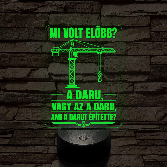 Darukezelő szakma lámpa – 7 színű, színváltós 3D LED lámpa