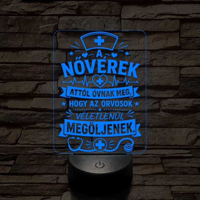 Nővérke szakma lámpa – 7 színű, színváltós 3D LED lámpa