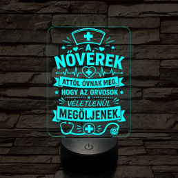 Nővérke szakma lámpa – 7 színű, színváltós 3D LED lámpa