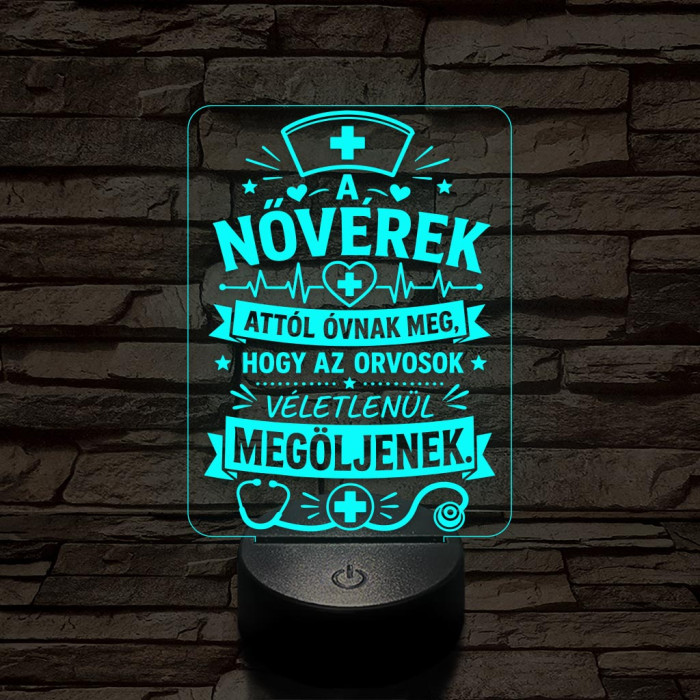 Nővérke szakma lámpa – 7 színű, színváltós 3D LED lámpa