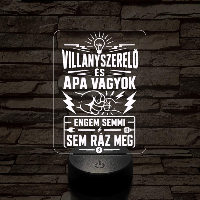 Villanyszerelő Apa szakma lámpa – 7 színű, színváltós 3D LED lámpa
