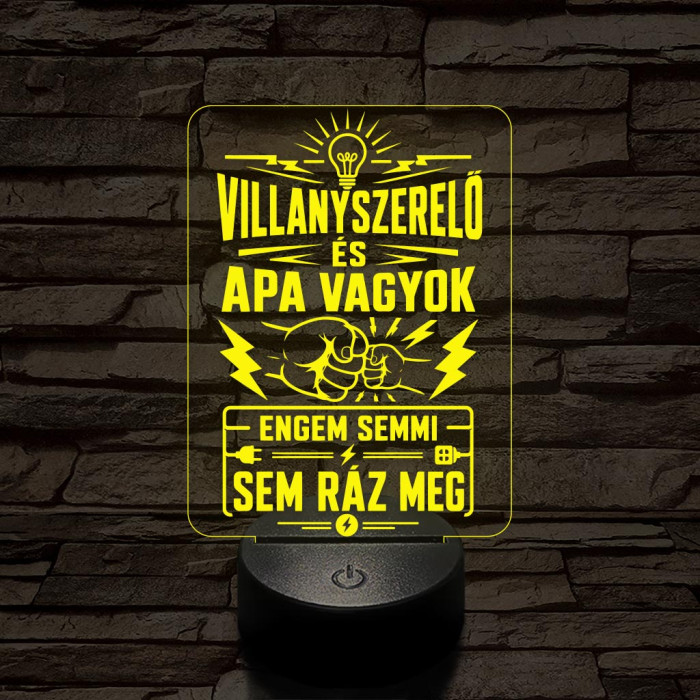 Villanyszerelő Apa szakma lámpa – 7 színű, színváltós 3D LED lámpa