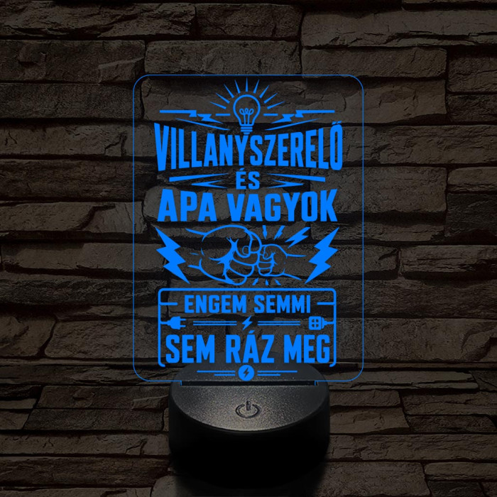 Villanyszerelő Apa szakma lámpa – 7 színű, színváltós 3D LED lámpa