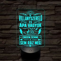 Villanyszerelő Apa szakma lámpa – 7 színű, színváltós 3D LED lámpa