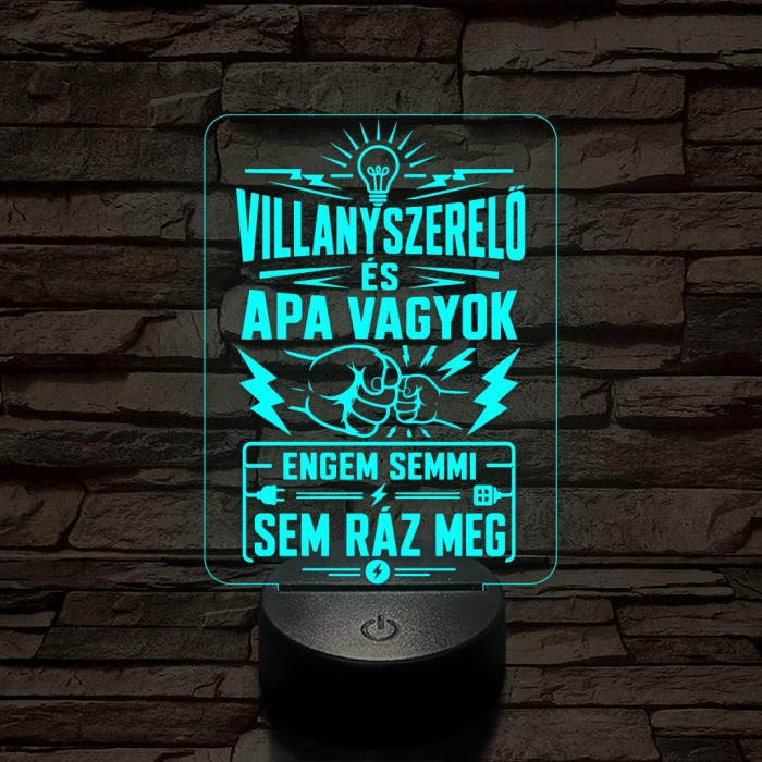 Villanyszerelő Apa szakma lámpa – 7 színű, színváltós 3D LED lámpa