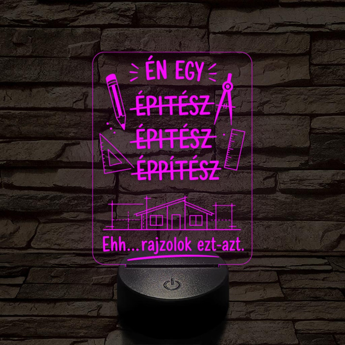 Építész szakma lámpa – 7 színű, színváltós 3D LED lámpa