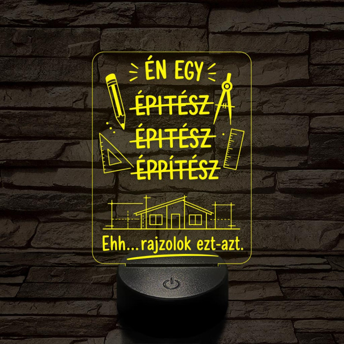 Építész szakma lámpa – 7 színű, színváltós 3D LED lámpa