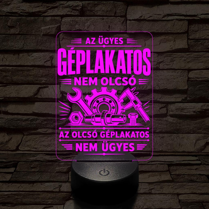 Géplakatos szakma lámpa – 7 színű, színváltós 3D LED lámpa