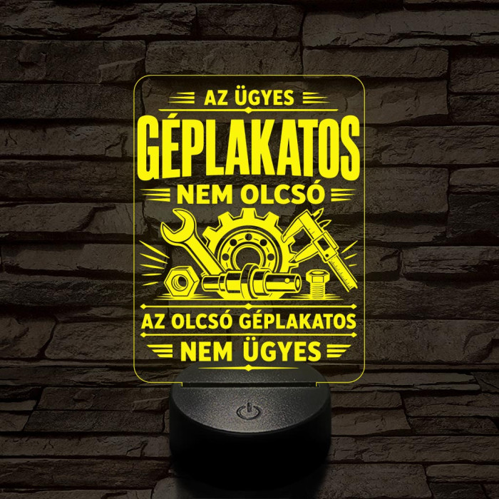 Géplakatos szakma lámpa – 7 színű, színváltós 3D LED lámpa