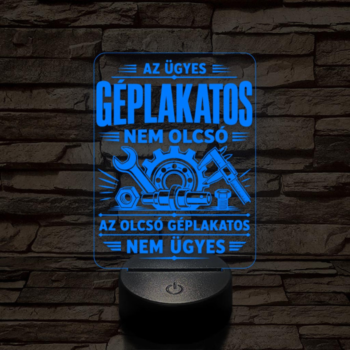 Géplakatos szakma lámpa – 7 színű, színváltós 3D LED lámpa