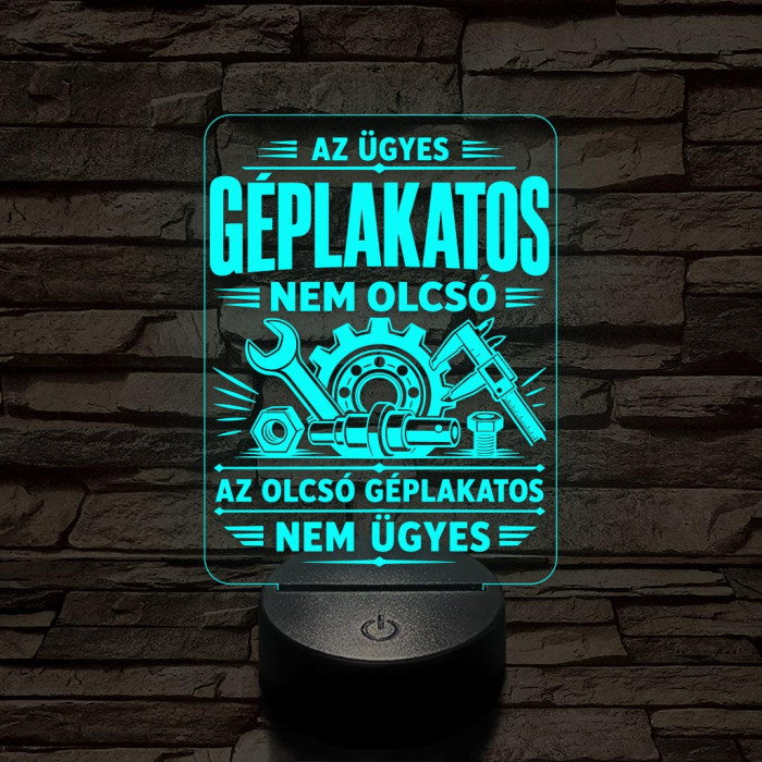 Géplakatos szakma lámpa – 7 színű, színváltós 3D LED lámpa