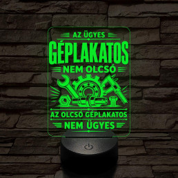 Géplakatos szakma lámpa – 7 színű, színváltós 3D LED lámpa