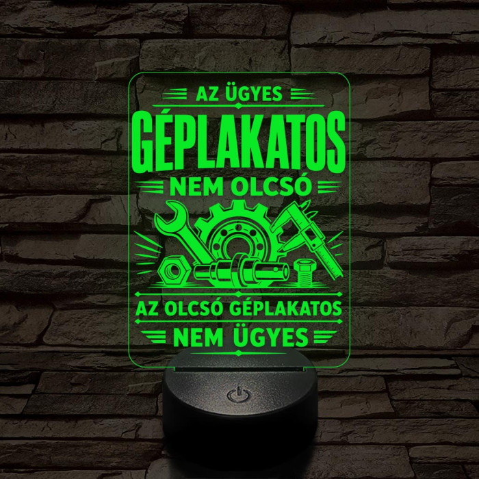 Géplakatos szakma lámpa – 7 színű, színváltós 3D LED lámpa