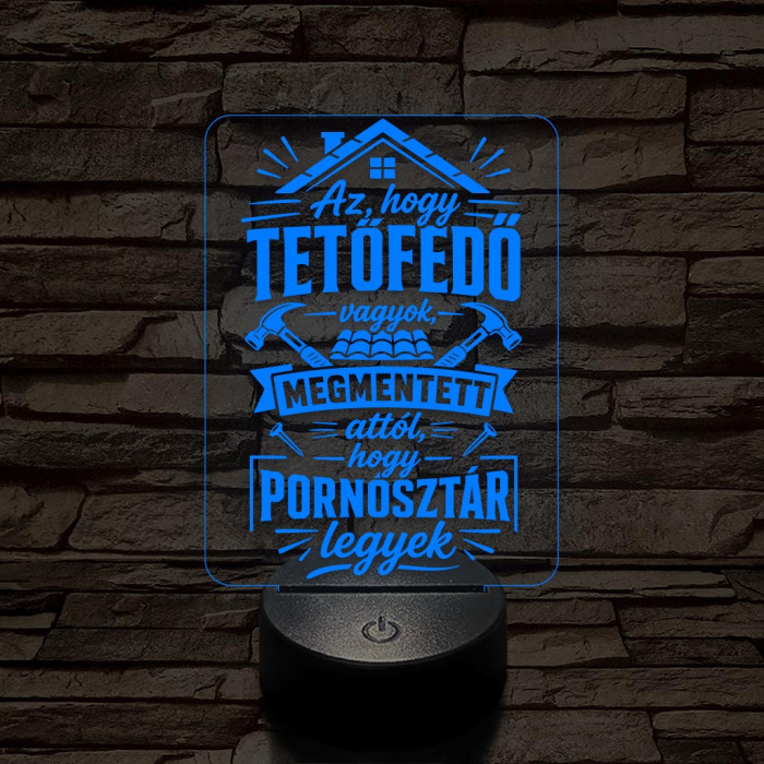 Tetőfedő szakma lámpa – 7 színű, színváltós 3D LED lámpa