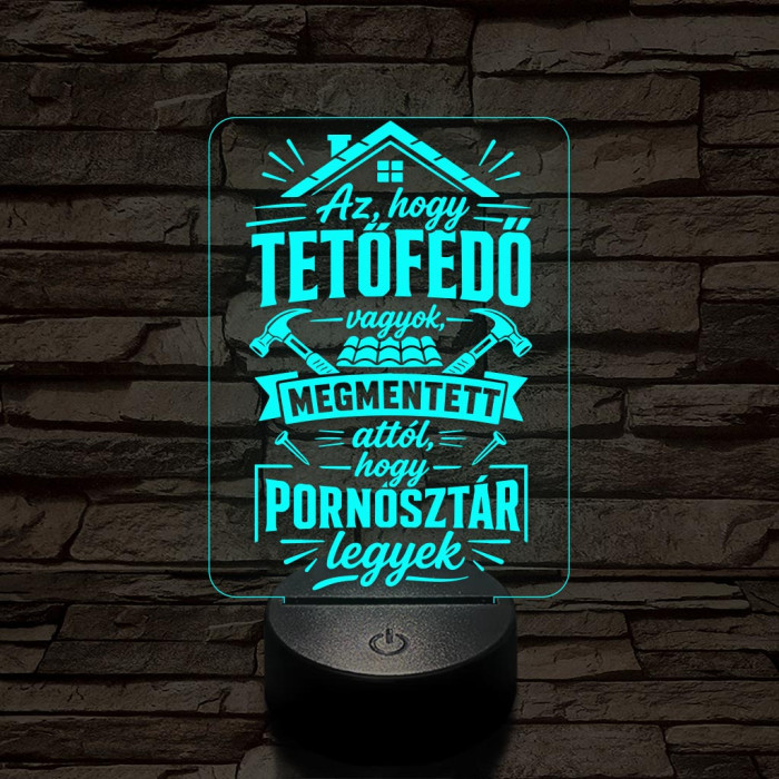 Tetőfedő szakma lámpa – 7 színű, színváltós 3D LED lámpa