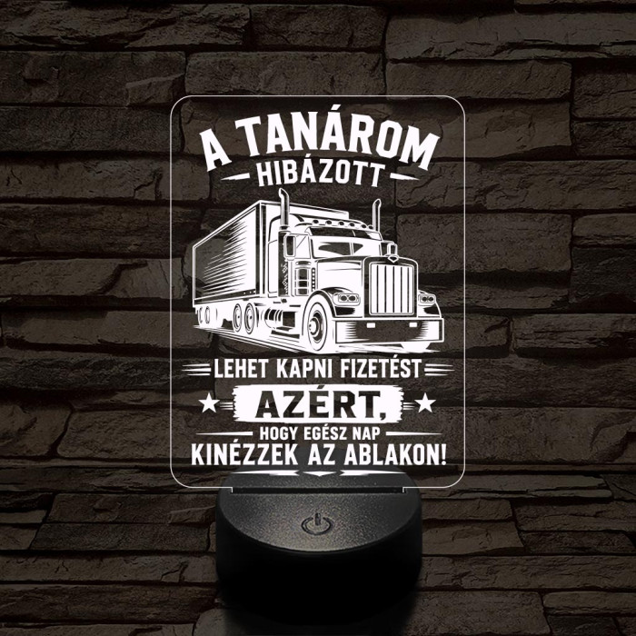 Kamion sofőr szakma lámpa – 7 színű, színváltós 3D LED lámpa
