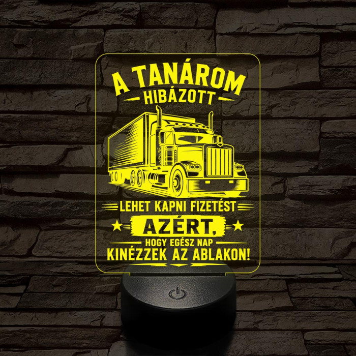 Kamion sofőr szakma lámpa – 7 színű, színváltós 3D LED lámpa
