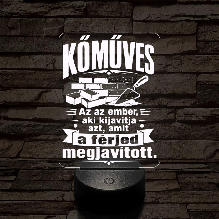 Kőműves szakma lámpa – 7 színű, színváltós 3D LED lámpa