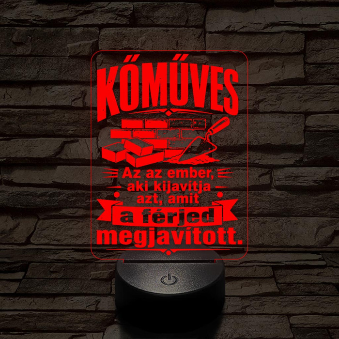 Kőműves szakma lámpa – 7 színű, színváltós 3D LED lámpa