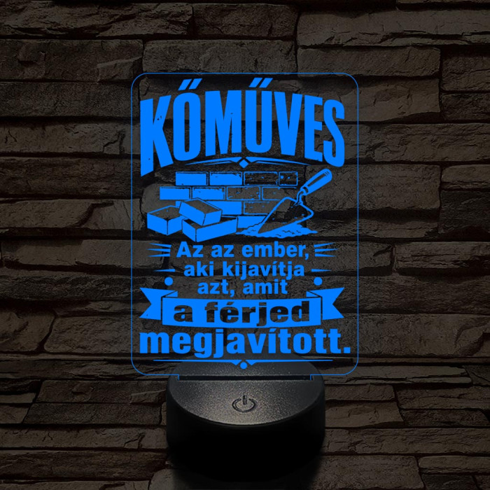 Kőműves szakma lámpa – 7 színű, színváltós 3D LED lámpa