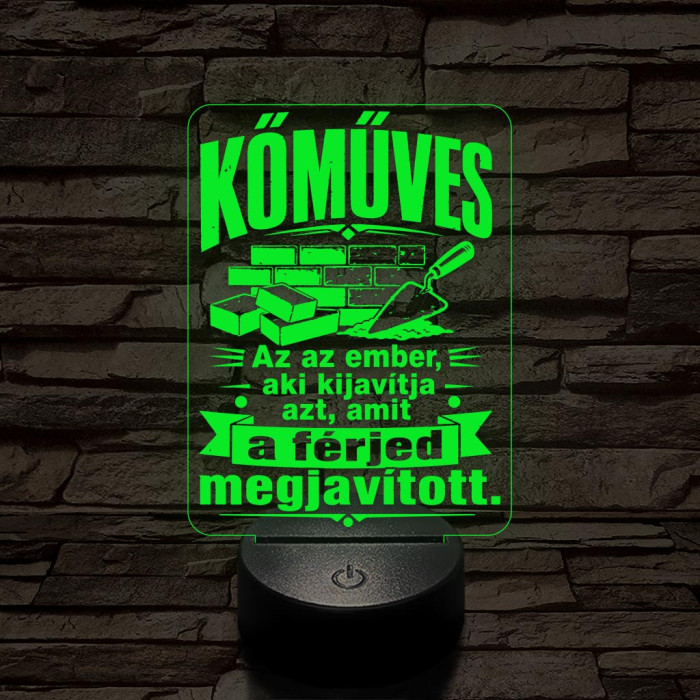 Kőműves szakma lámpa – 7 színű, színváltós 3D LED lámpa