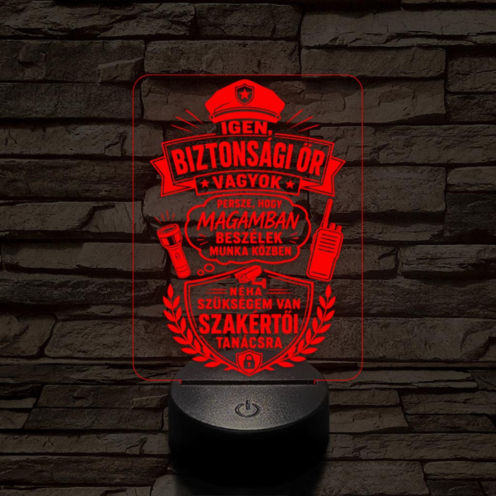 Biztonsági őr szakma lámpa – 7 színű, színváltós 3D LED lámpa