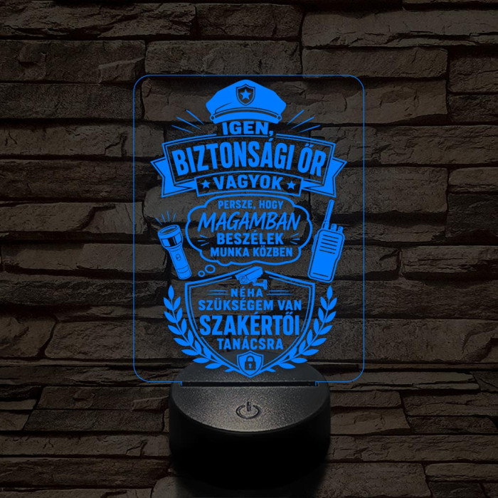 Biztonsági őr szakma lámpa – 7 színű, színváltós 3D LED lámpa