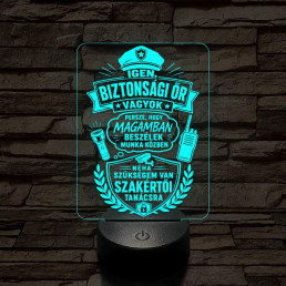 Biztonsági őr szakma lámpa – 7 színű, színváltós 3D LED lámpa