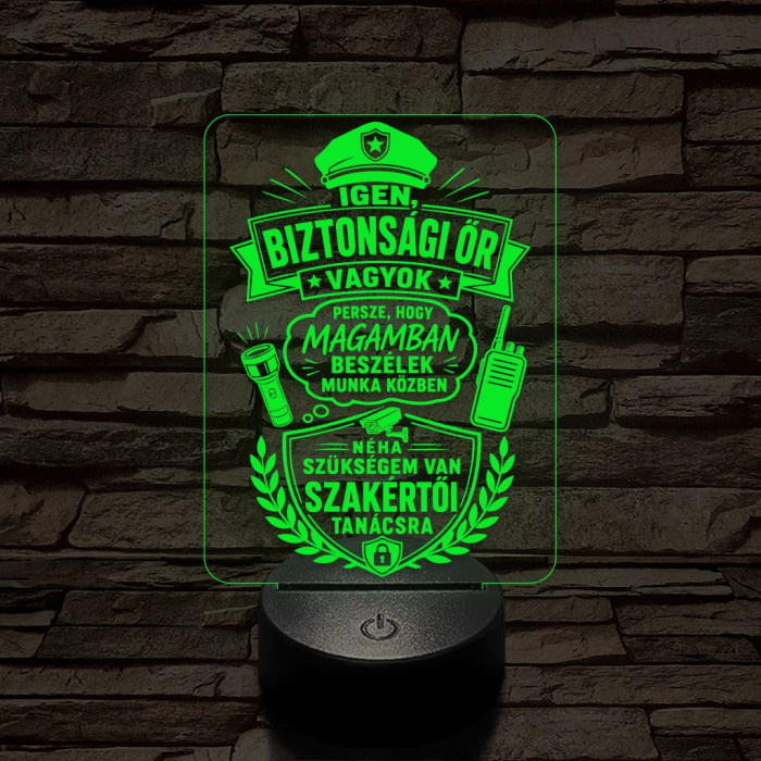 Biztonsági őr szakma lámpa – 7 színű, színváltós 3D LED lámpa