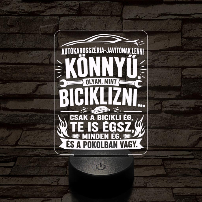 Autókarosszéria lakatos szakma lámpa – 7 színű, színváltós 3D LED lámpa