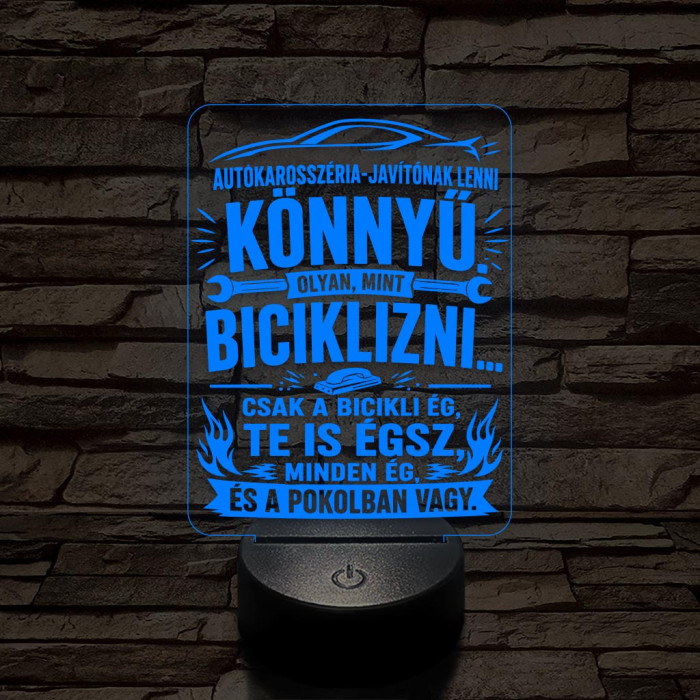 Autókarosszéria lakatos szakma lámpa – 7 színű, színváltós 3D LED lámpa