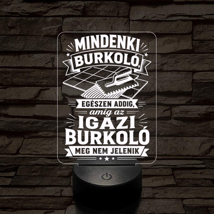 Burkoló szakma lámpa – 7 színű, színváltós 3D LED lámpa